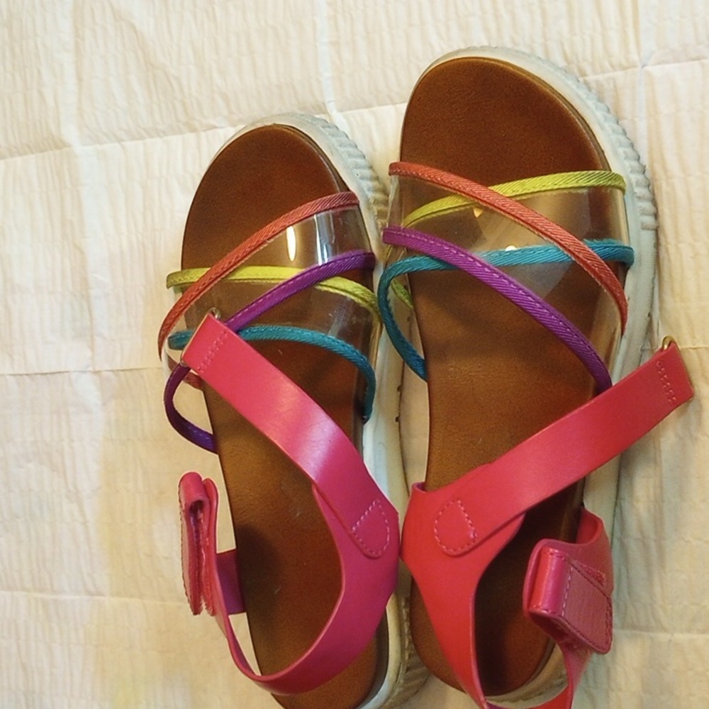 Pink Multi colored sandals for little girls